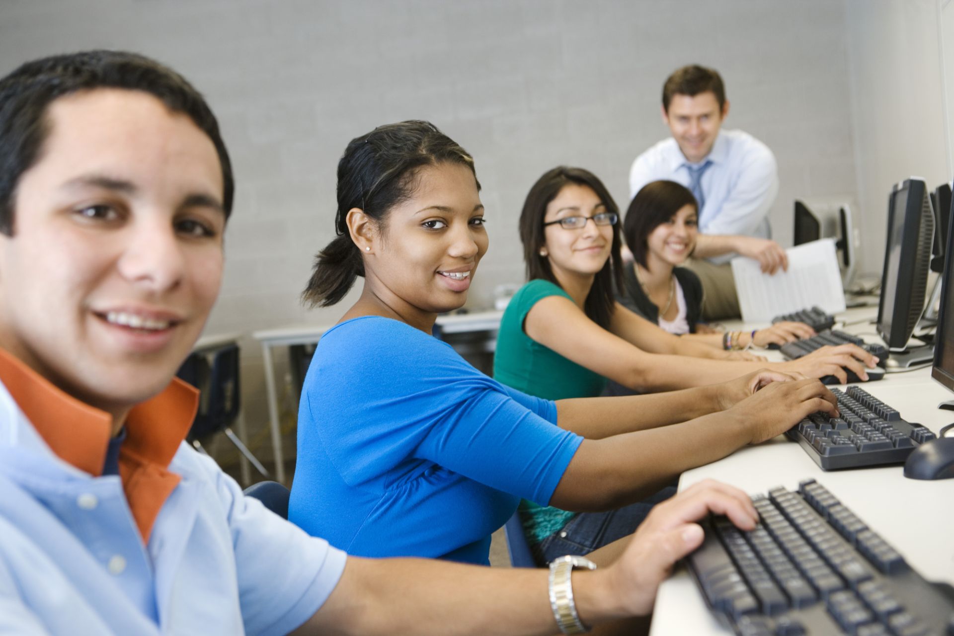 Students in a computer classroom