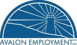 Avalon Employment Logo of a sloping hill and lit lighthouse.