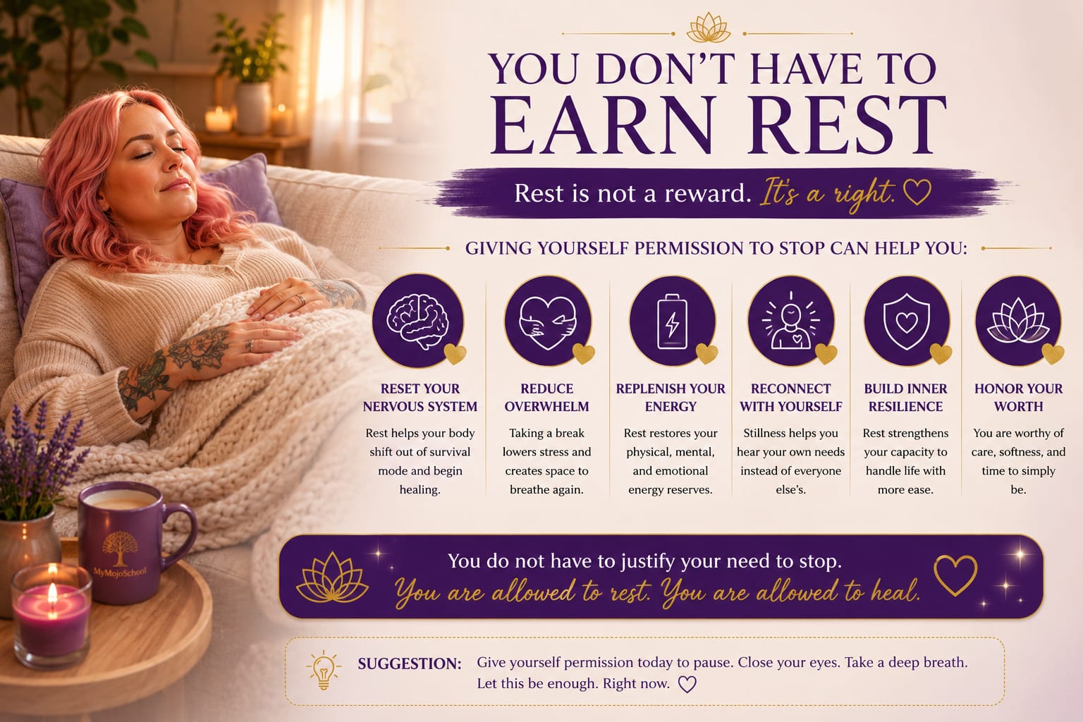 Woman resting peacefully during burnout recovery and nervous system healing