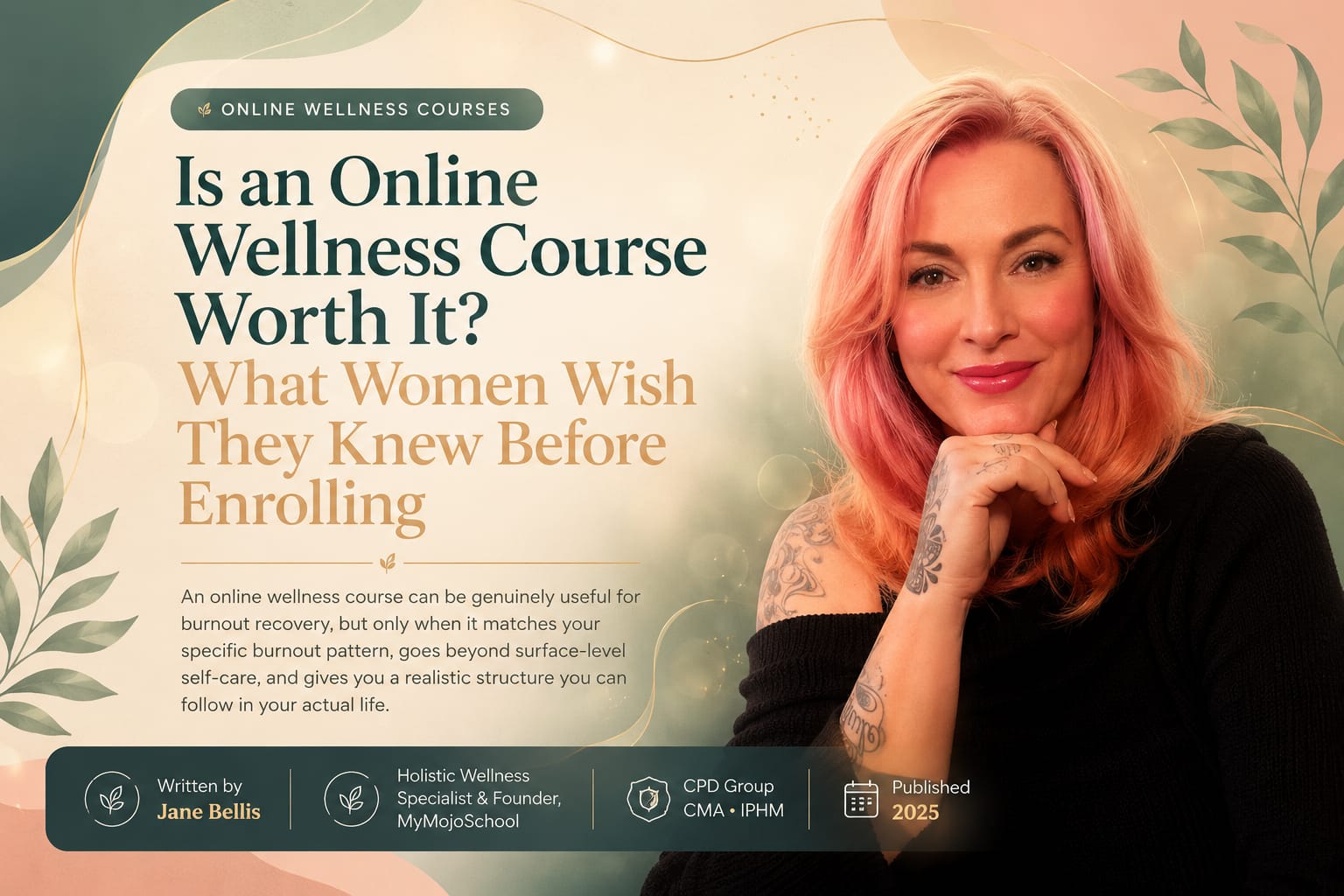 Woman considering whether an online wellness course is worth it for burnout recovery