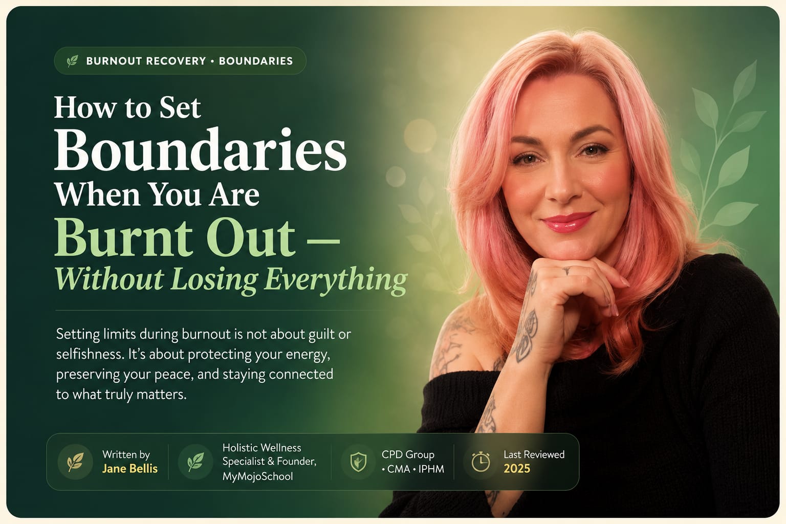 woman calmly setting a clear boundary while recovering from burnout