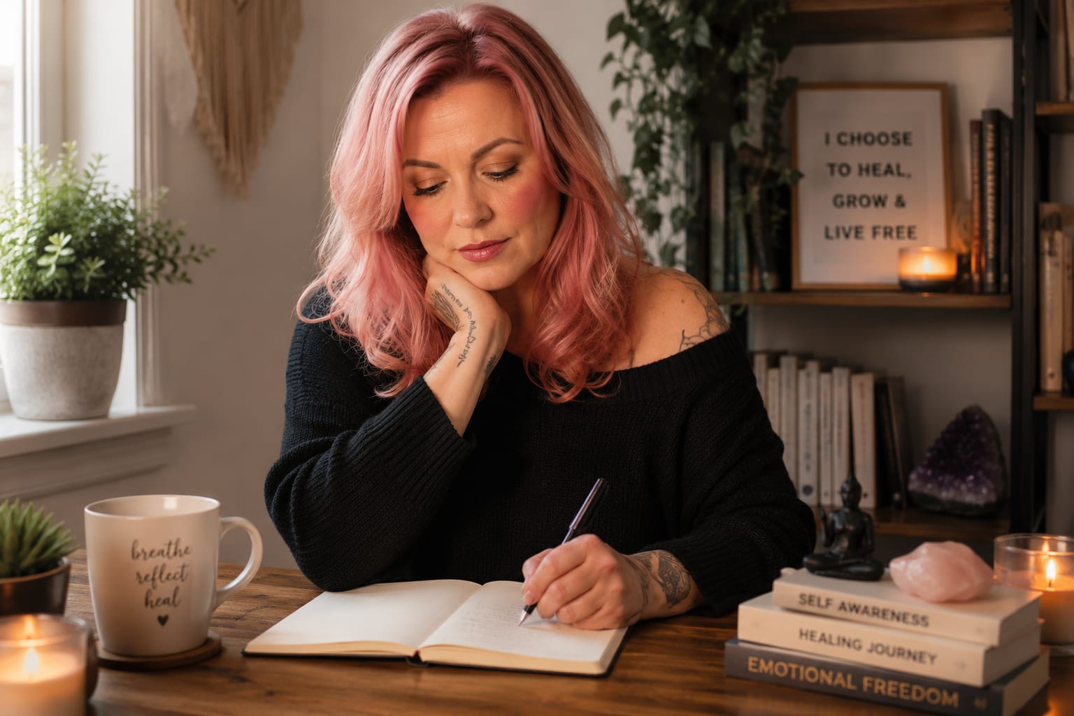 Woman journalling or reflecting