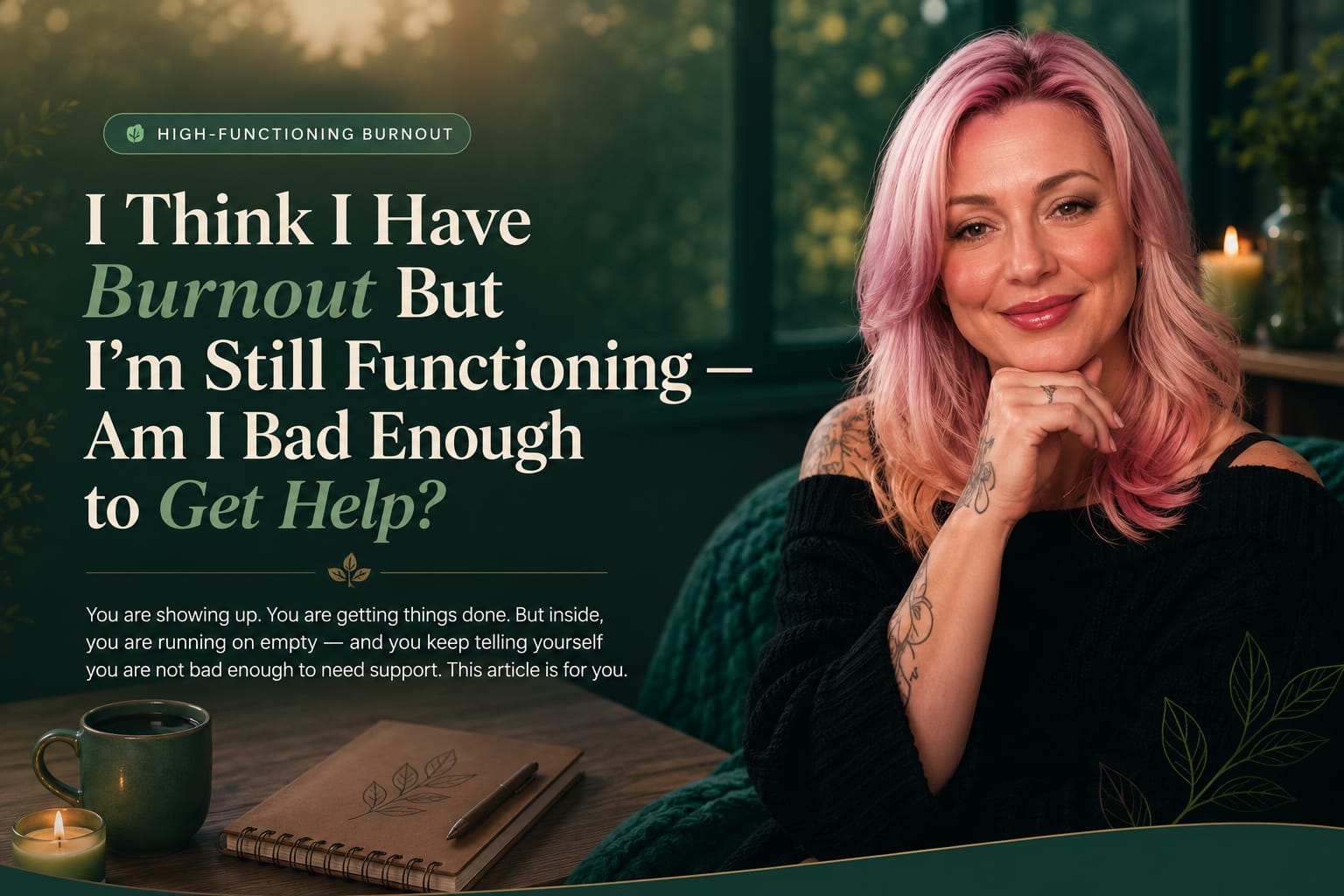 Woman at her desk looking tired but still working — high functioning burnout