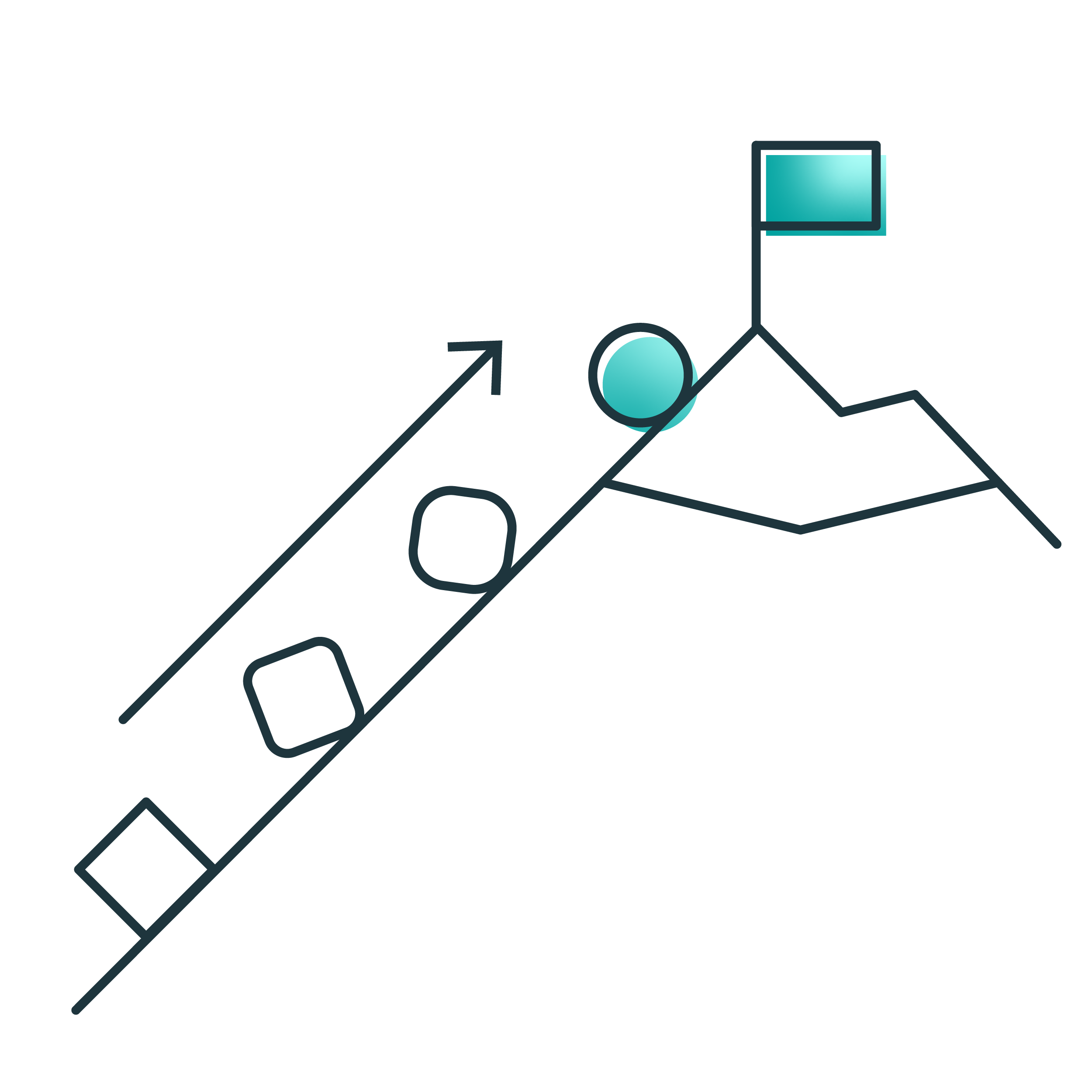 A square transforming into a ball so it may reach a far away goal