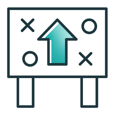 Whiteboard with a deliverable strategy drawn on it