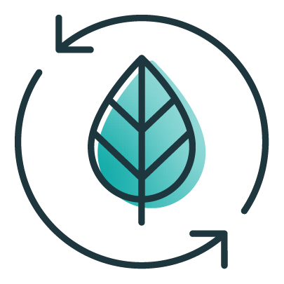 Leaf with two arrows surrounding it in a circular pattern