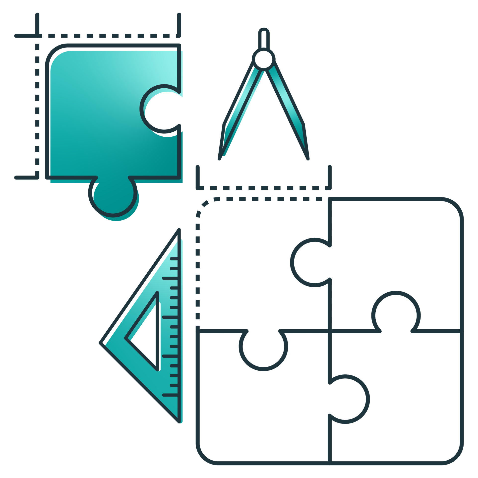 A design being drawn of a puzzle piece