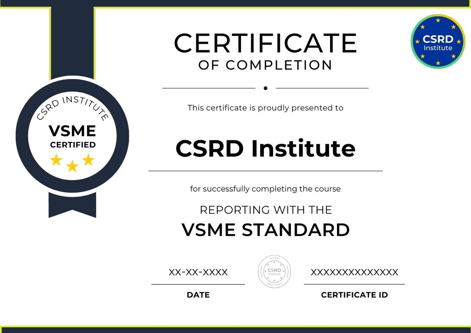 CSRD Advanced Certificate of Completion.