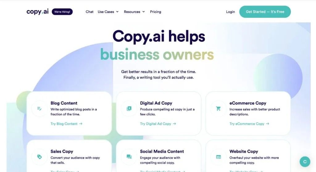 Generatore testi con tool AI Copywriting SEO intelligenza artificiale Copy.ai