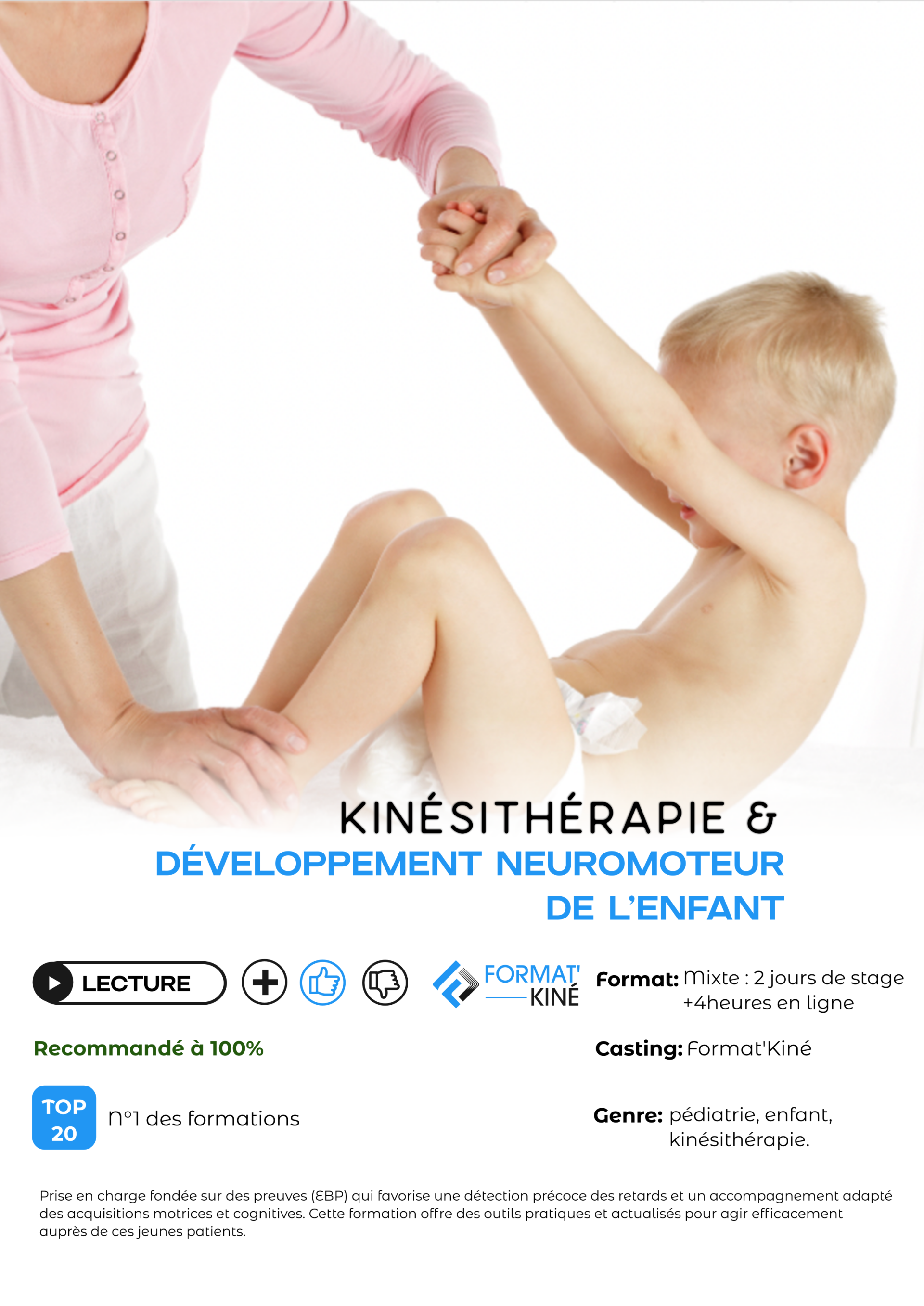 Infographie formation kinésithérapie & Développement neuromoteur de l'enfant