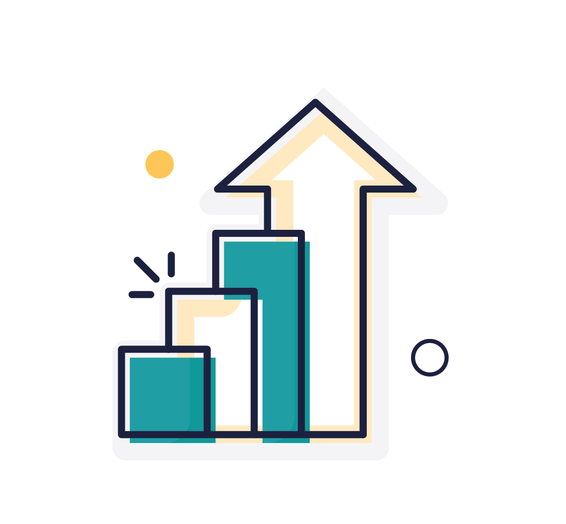 Illustration of rising bar graph