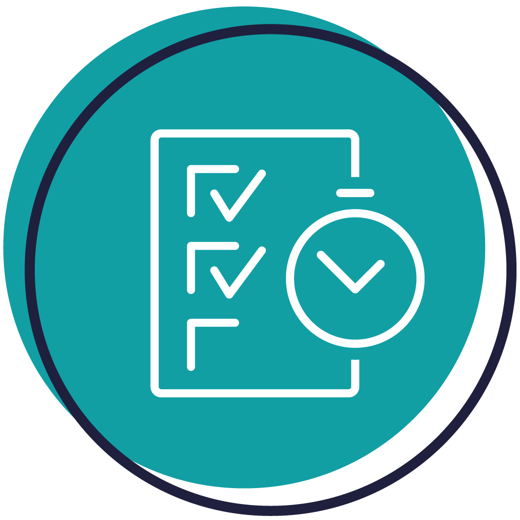 Illustration of checkbox list and stopwatch