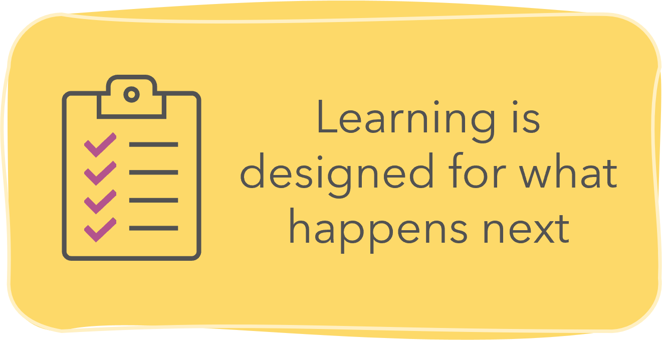 Learning is designed for what happens next