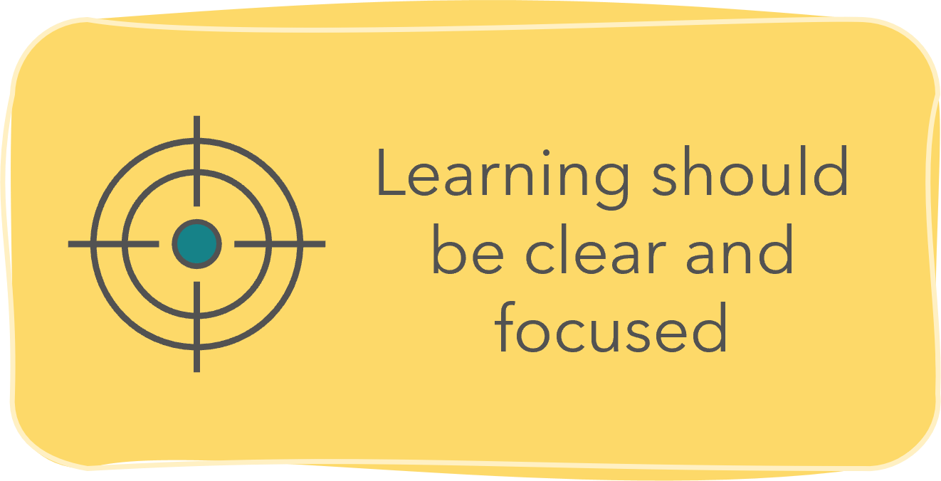 Learning should be clear and focused
