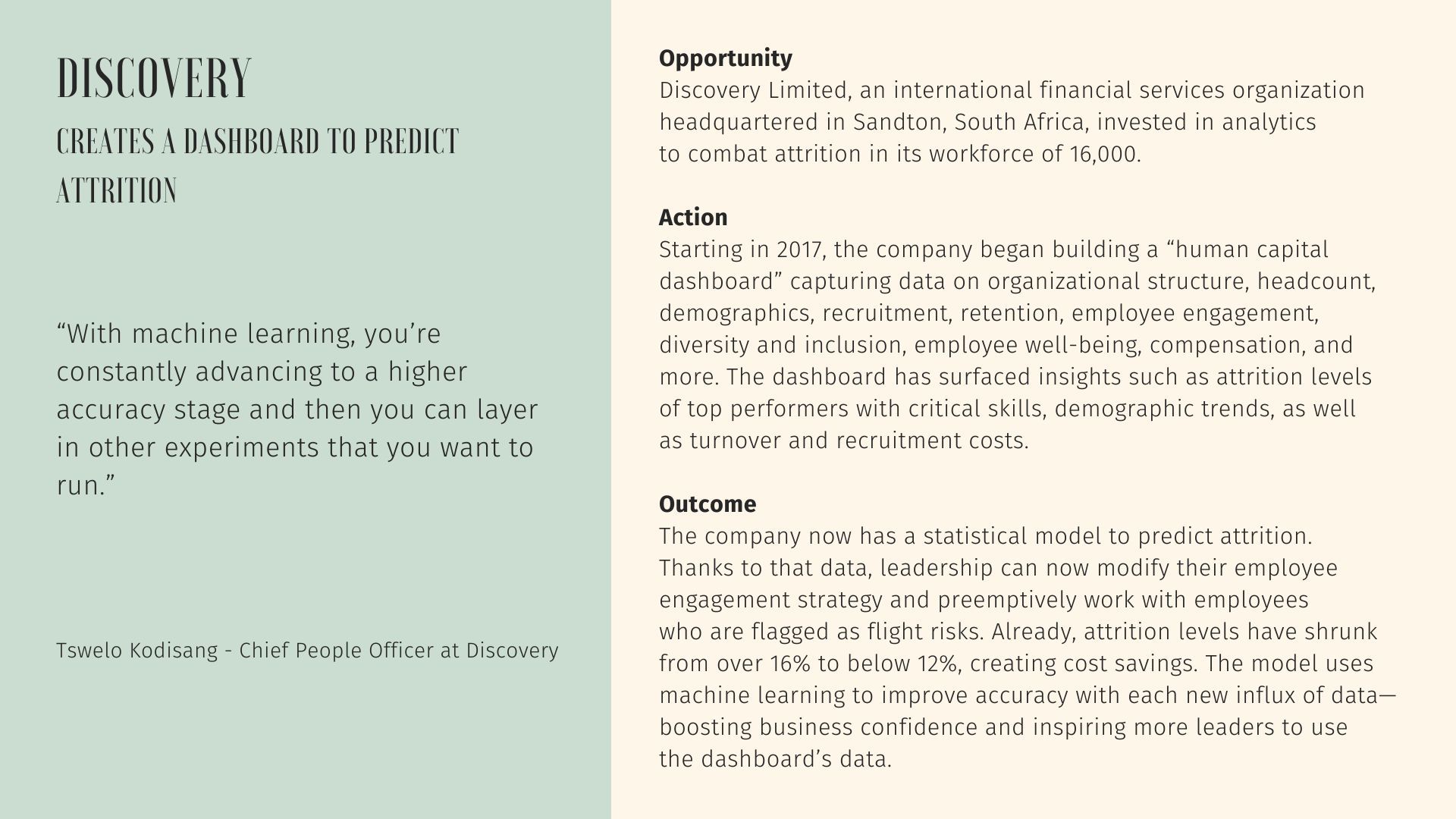 Case study showing the impact of People Analytics on reducing employee turnover in a retail company