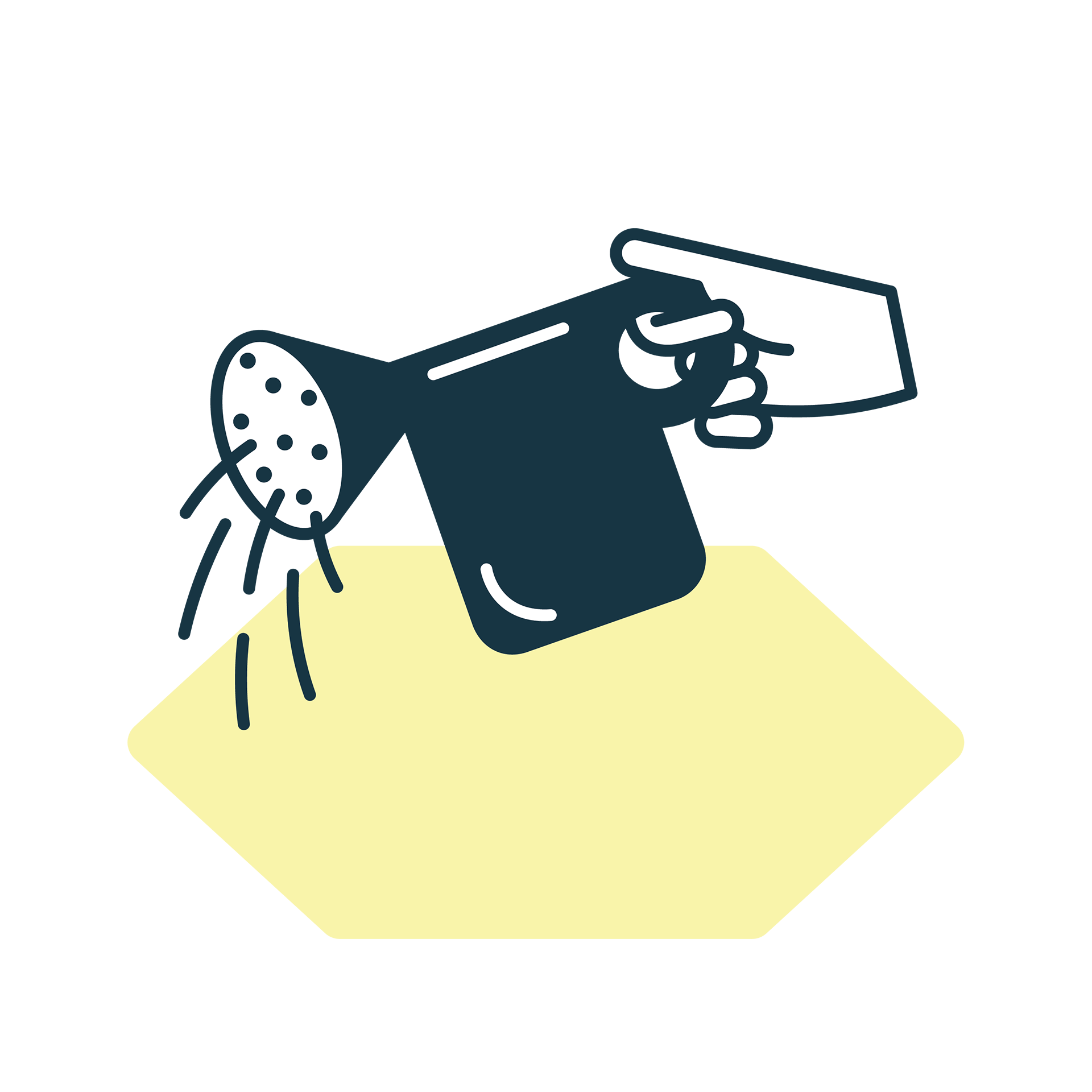 Künstlerische Illustration einer Gießkanne aus der Wasser läuft– Symbol für Unterstützung und Begleitung in diesem Seminar für Ausbildungsbeauftragte.