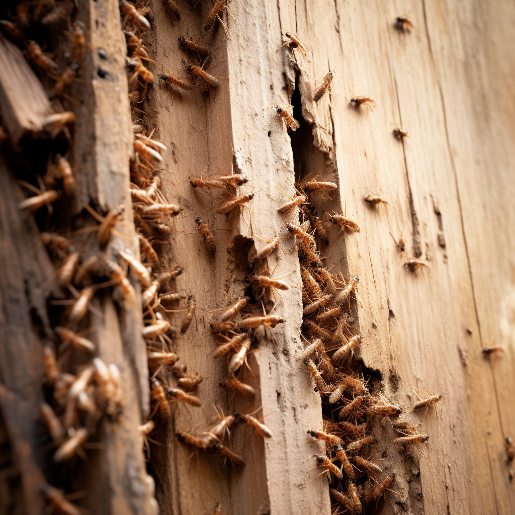 Termite damage in timber