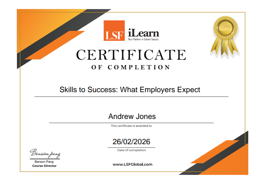 Certificate of completion for Skills to Success masterclass