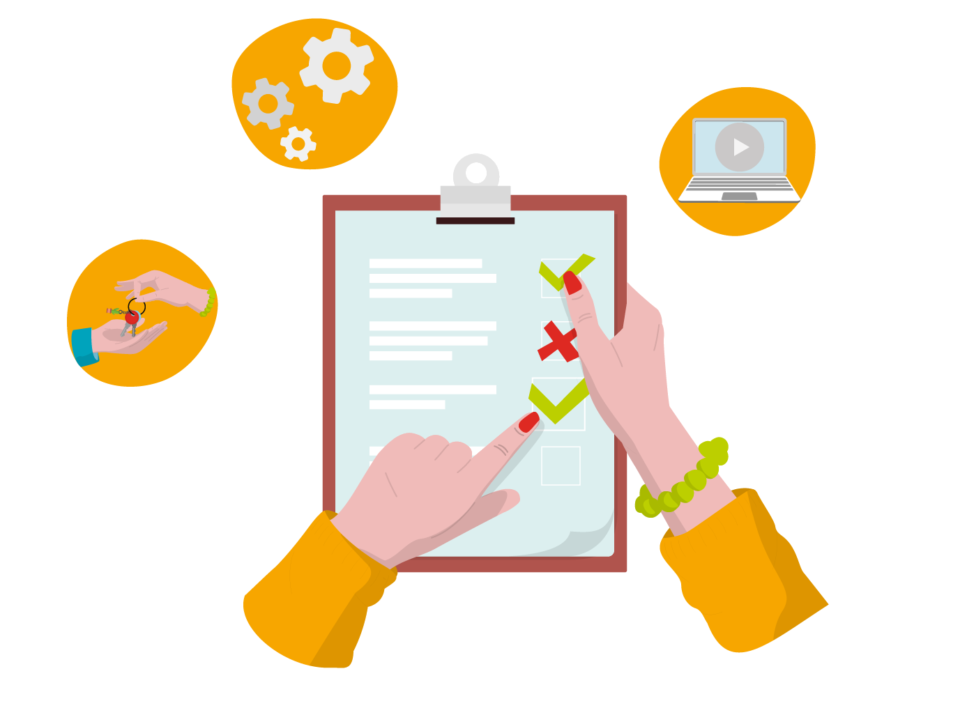 Checkliste mit Vorteilen von Schullizenzen wie bspw. Zugang, Inhalte oder Administration