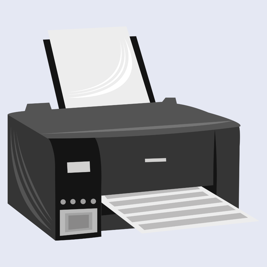 Illustration af printer der printer en flyer ud - trin 1: print en informations flyer ud