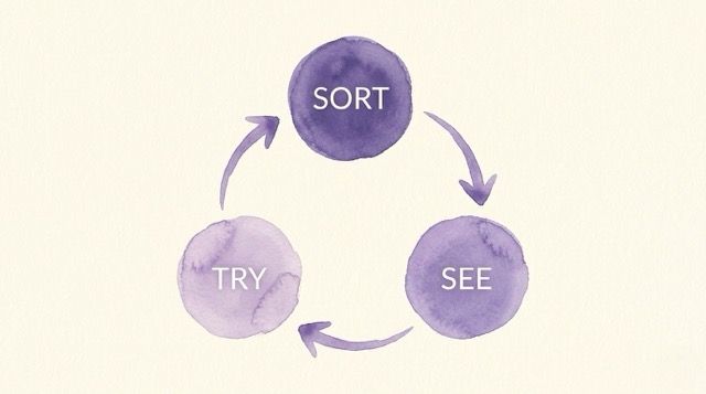 The Calm Action Cycle - Sort <> See <> Try <>