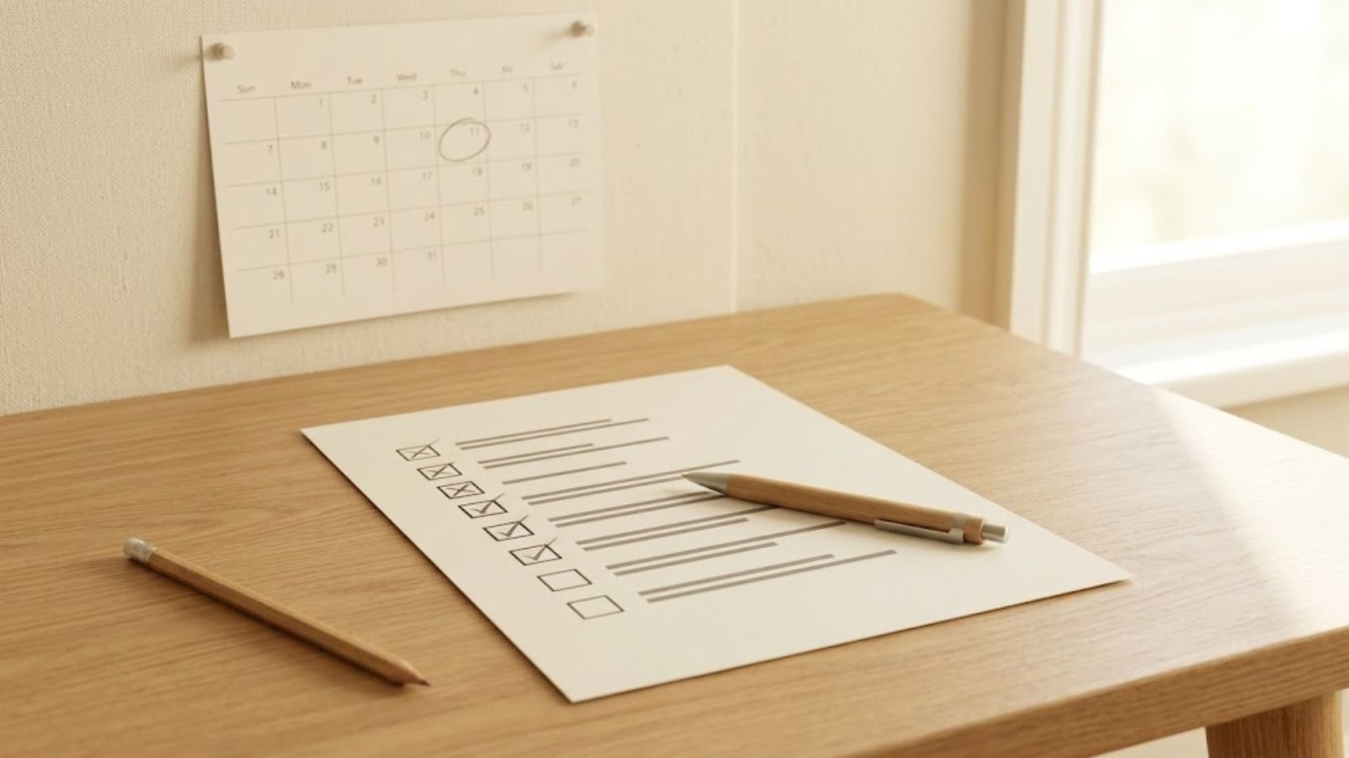 A professional, sunlit desk with a laptop displaying a list of "Anchor Dates" for the Life in the UK test, representing a strategic approach to history questions.