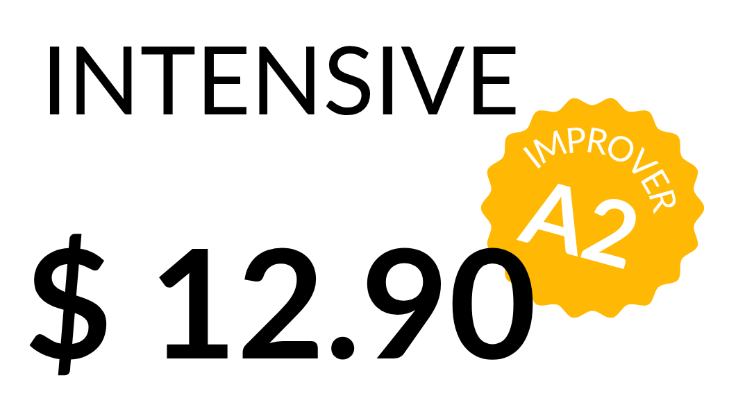 Banner for our Spanish course with the text “Intensive – improver A2” promoting a Spanish Intensive course for beginners.