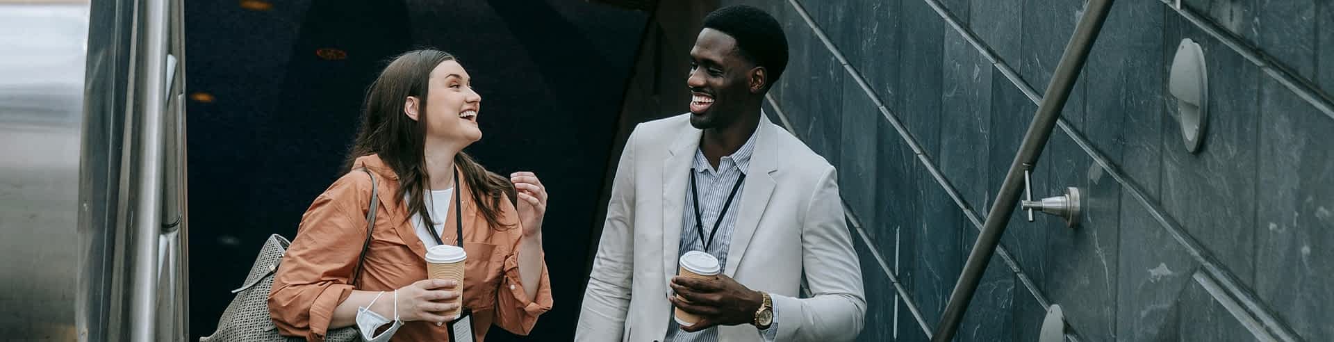 woman and man talking