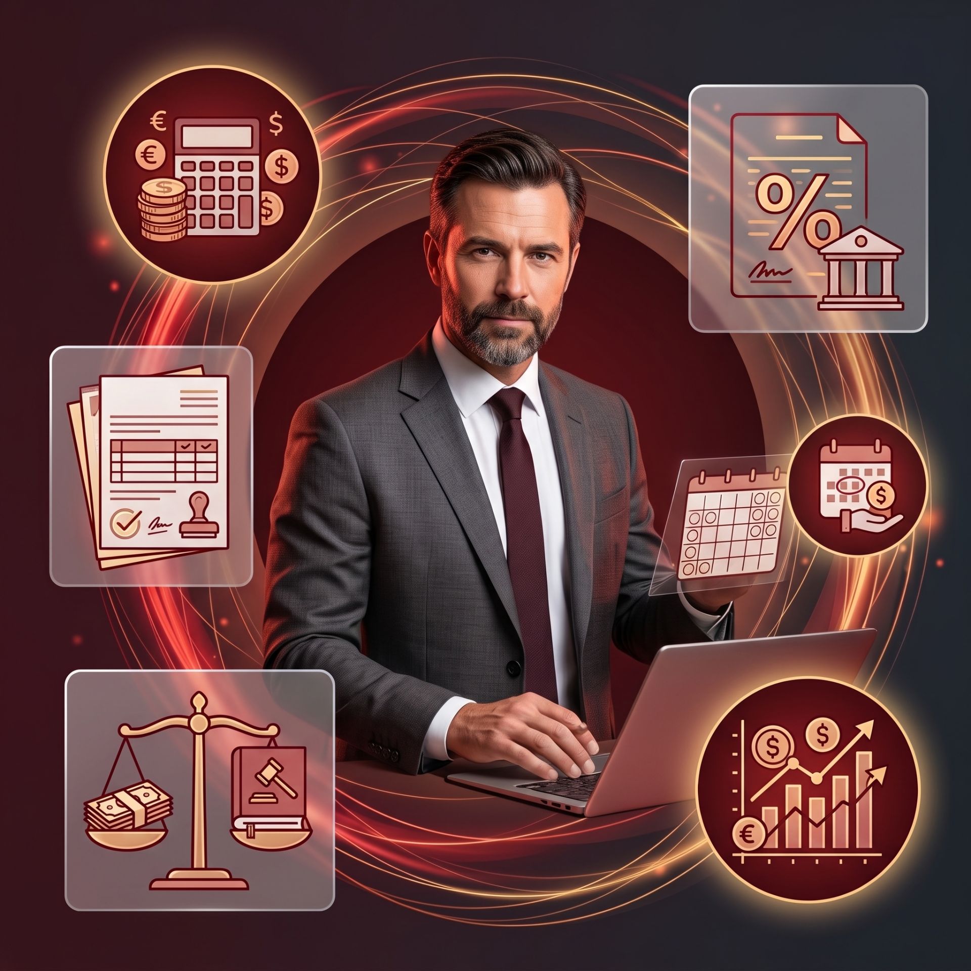 Persona revisando sus finanzas y obligaciones fiscales
