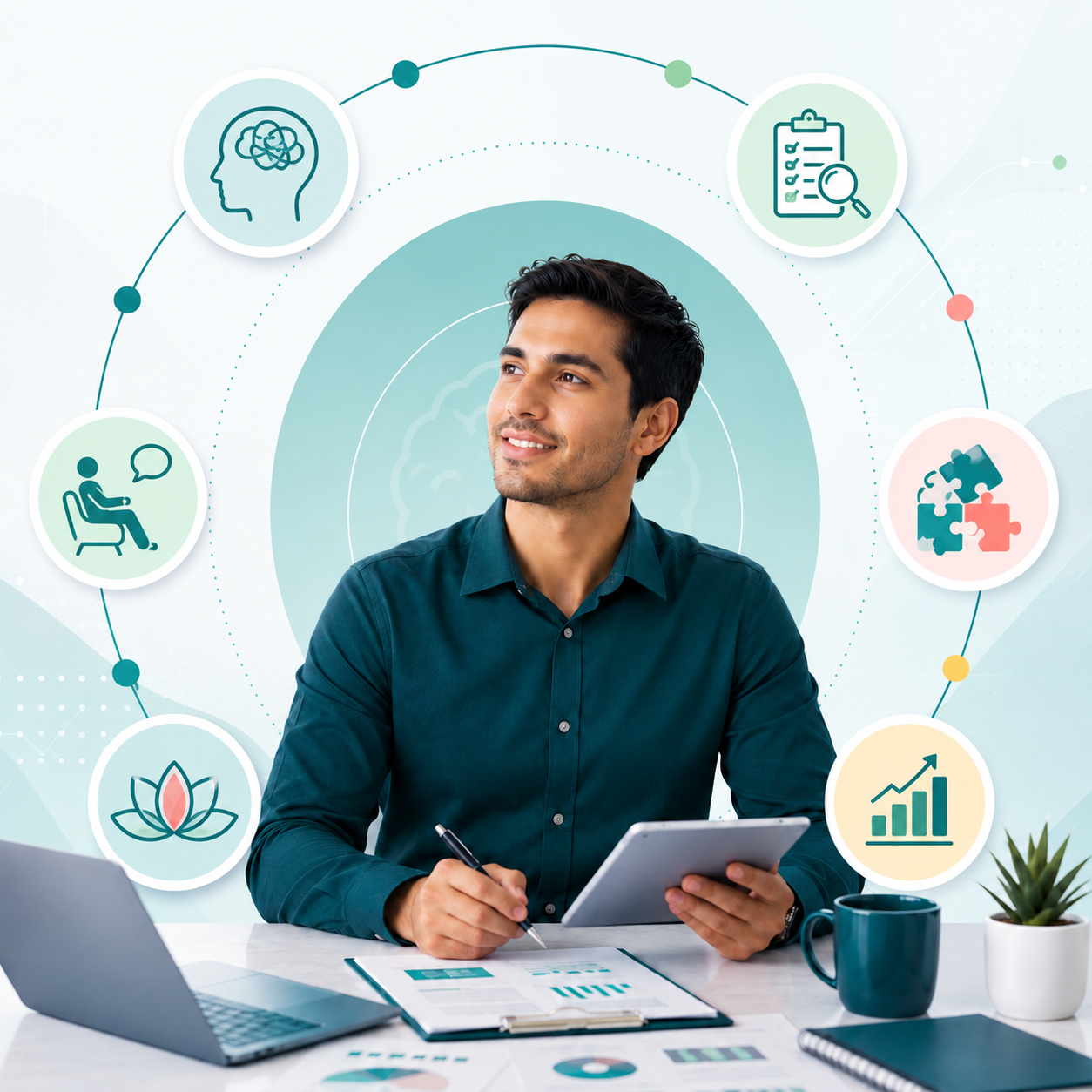 Profesional analizando resultados de evaluación clínica