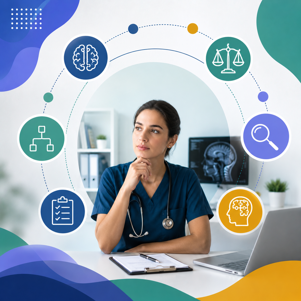 Profesional analizando resultados de evaluación clínica