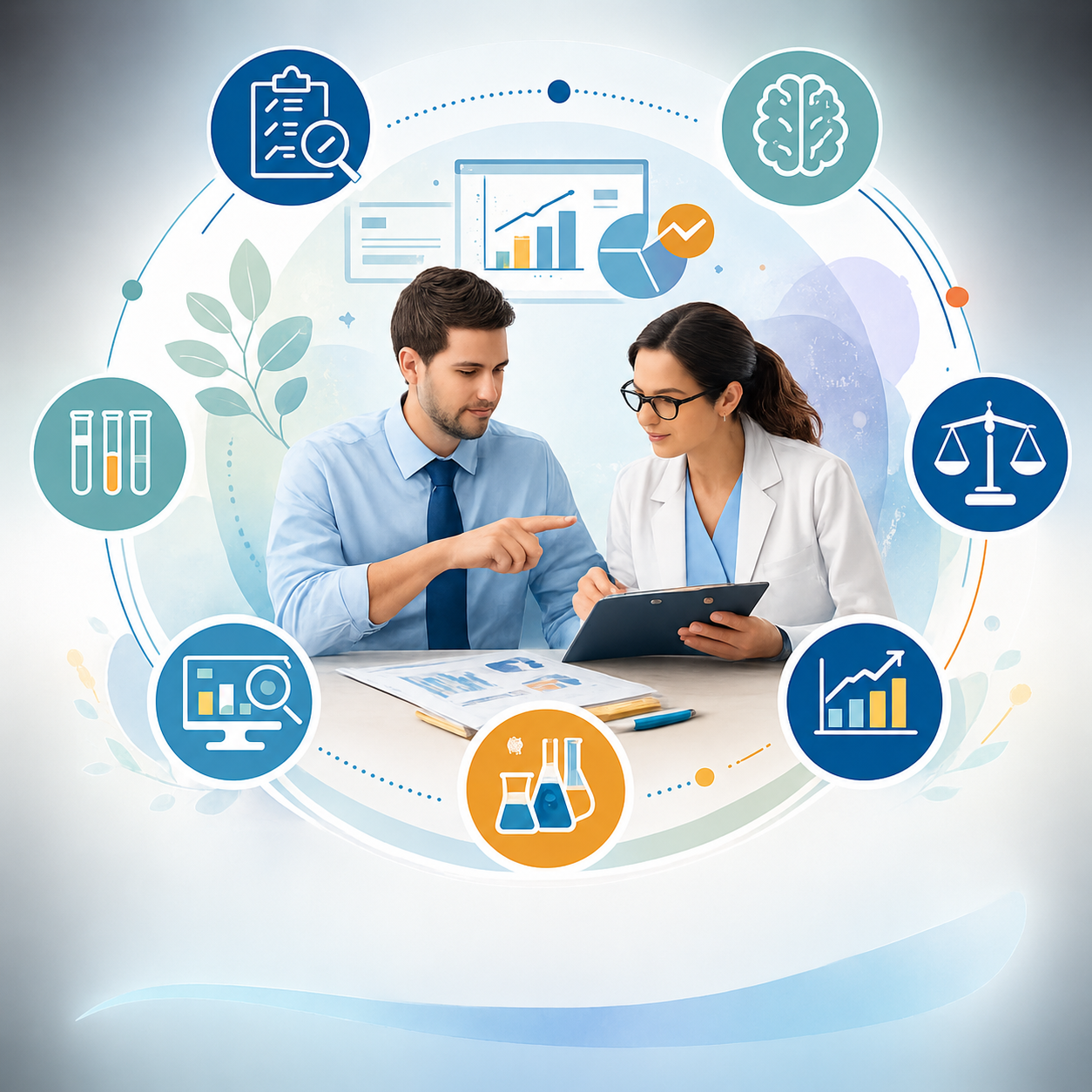 Profesional analizando resultados de evaluación clínica