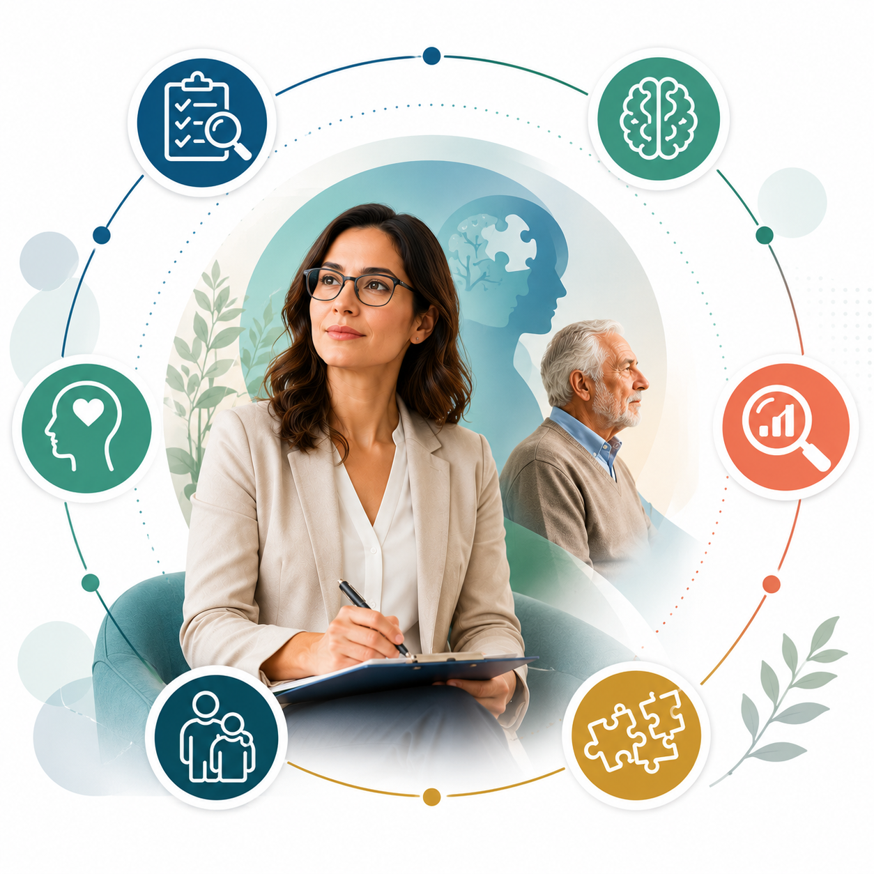 Profesional analizando resultados de evaluación clínica