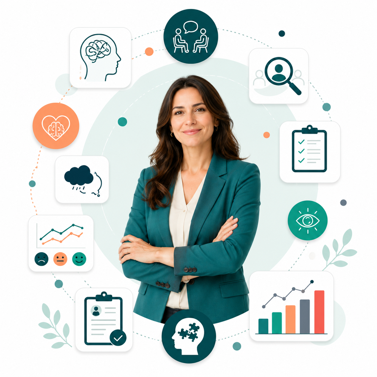 Profesional analizando resultados de evaluación clínica