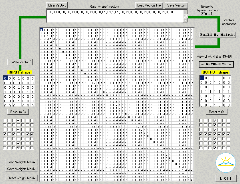 Hopfield Neural Network, pattern recognition software, screen shot, Vlad Madejczyk