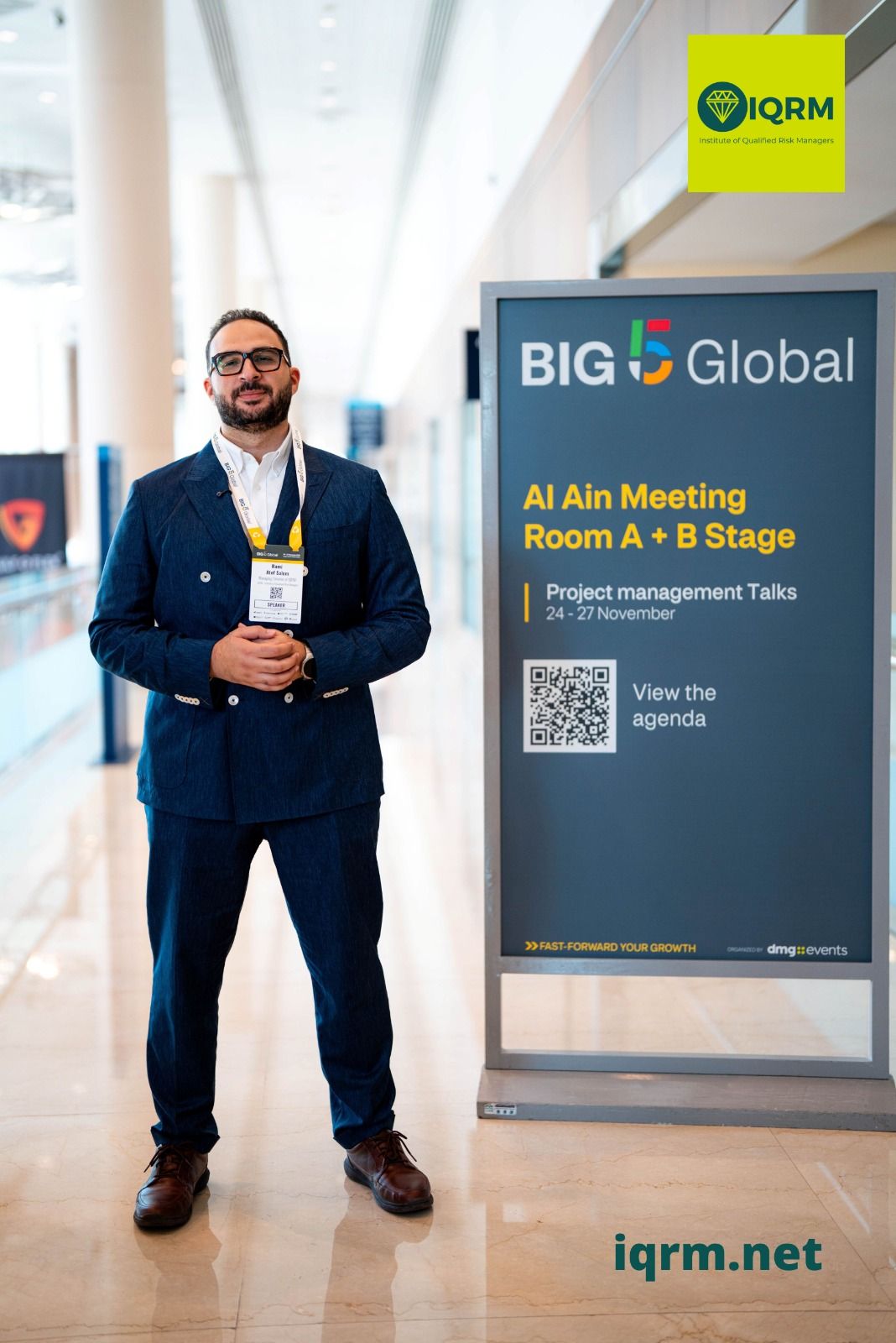 Rami Salem at the Big 5 Global Project Management Talks stage in Dubai