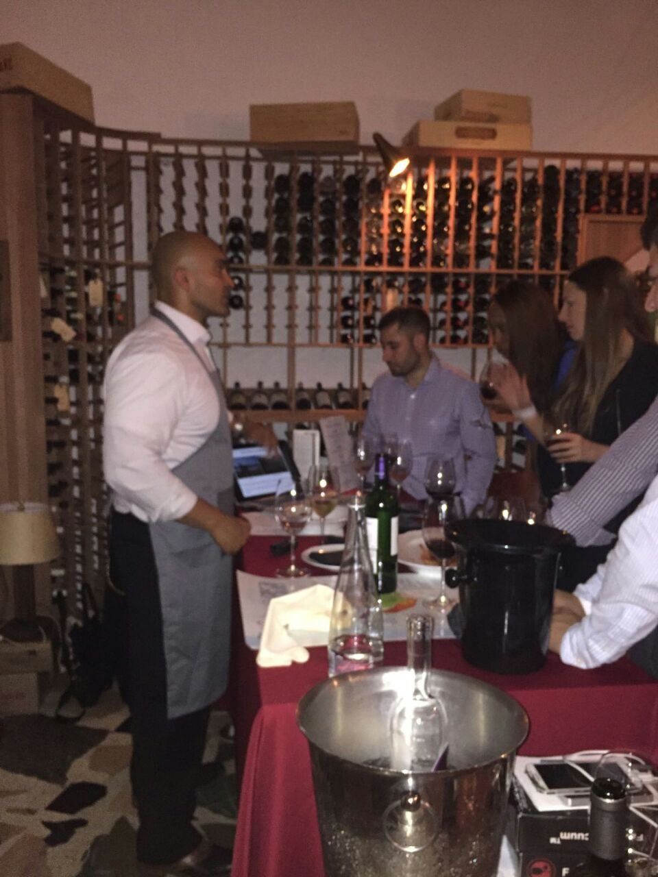 Cellar wine tasting with guests