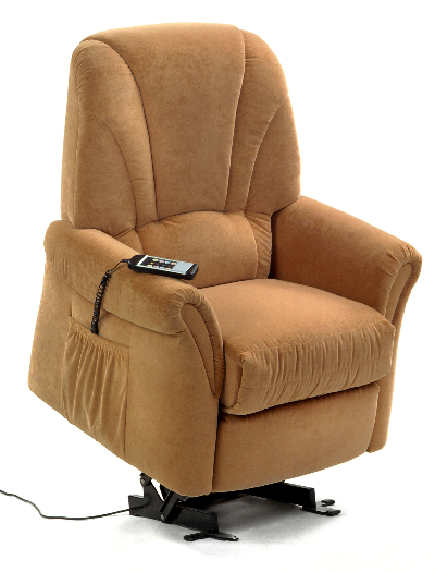 brown fabric power lift recliner