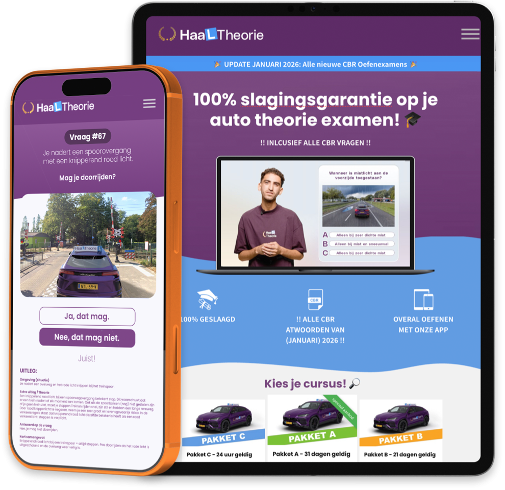 HaalTheorie app op mobiel en tablet om auto theorie te oefenen