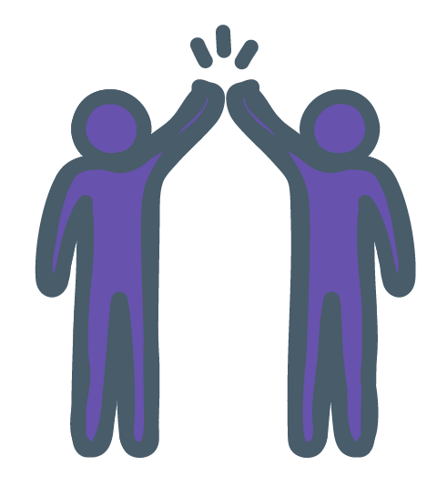 twigged illustration showing two purple stick figures high-fiving.
