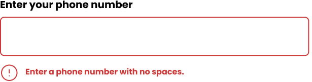 Error message, good practice example with consistent and actionable content