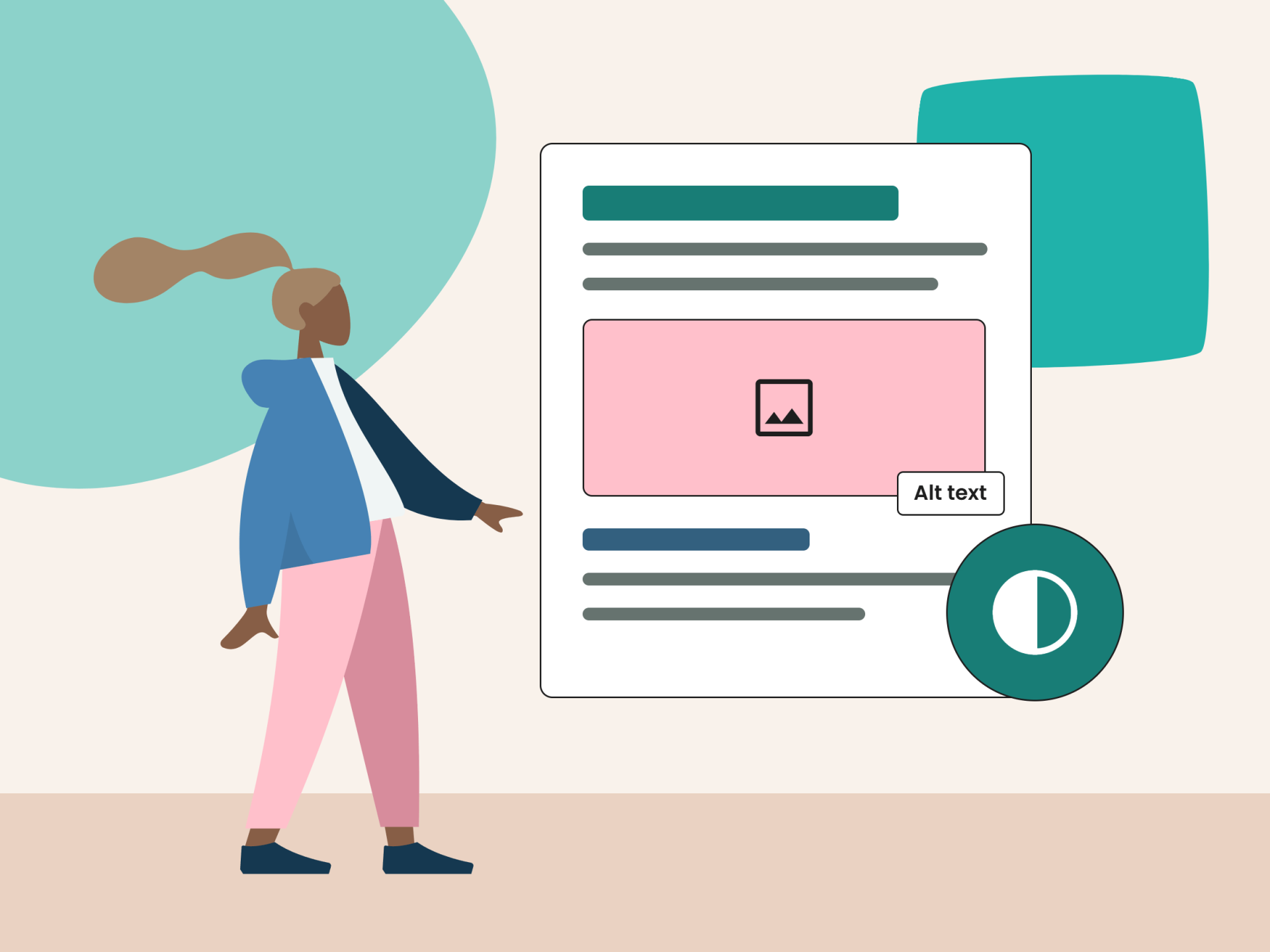 A content designer marks up a document for accessibility, and checks colour contrast.