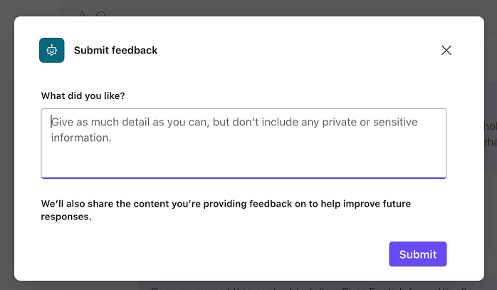 AI quality assurance feedback form