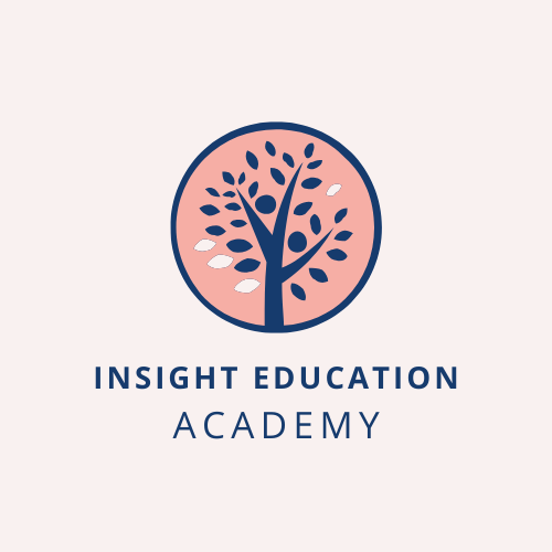 Insight Education Academy logo featuring a stylized tree within a circular frame.