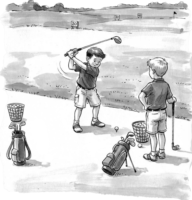 enfants qui jouent au golf