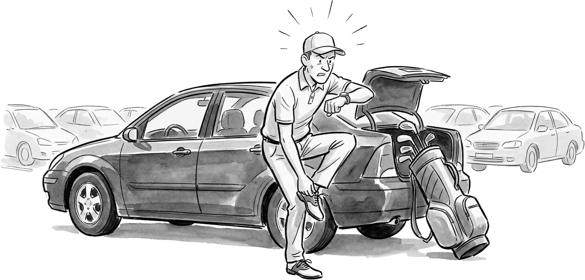 golfeur echauffement