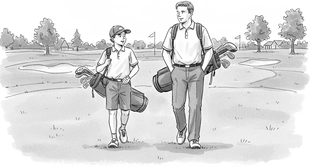 Jeune golfeur avec son père