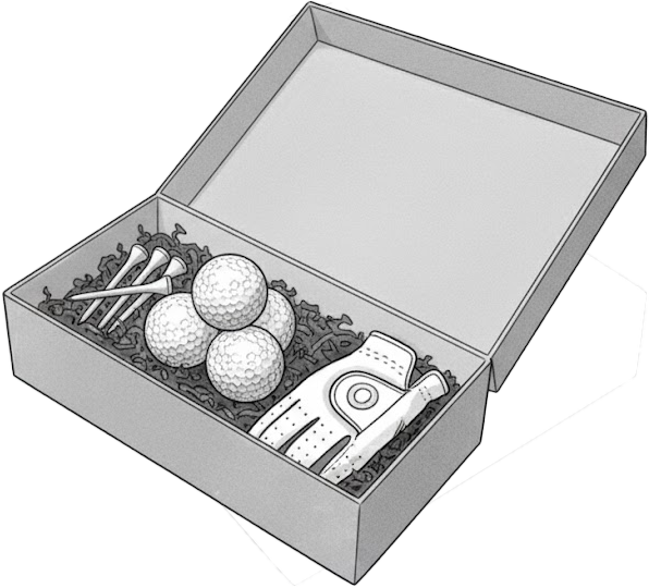 Coffret pratique : balles de golf, gant et tees
