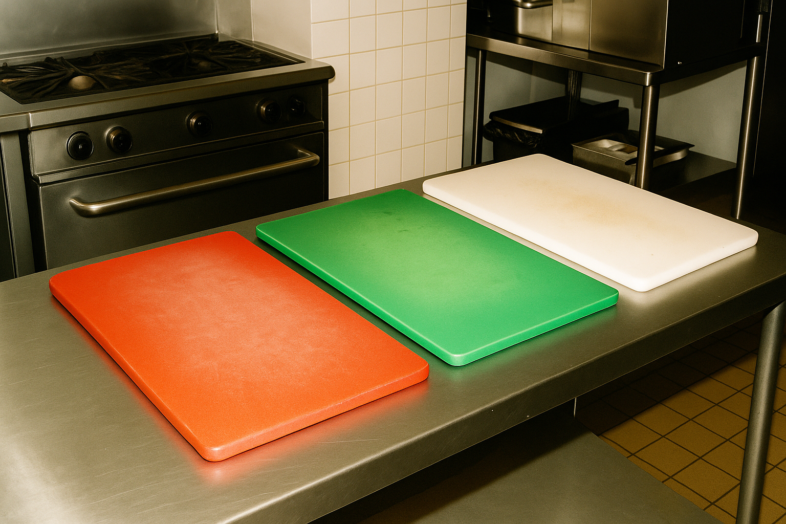 Color coded cutting boards to prevent cross contamination