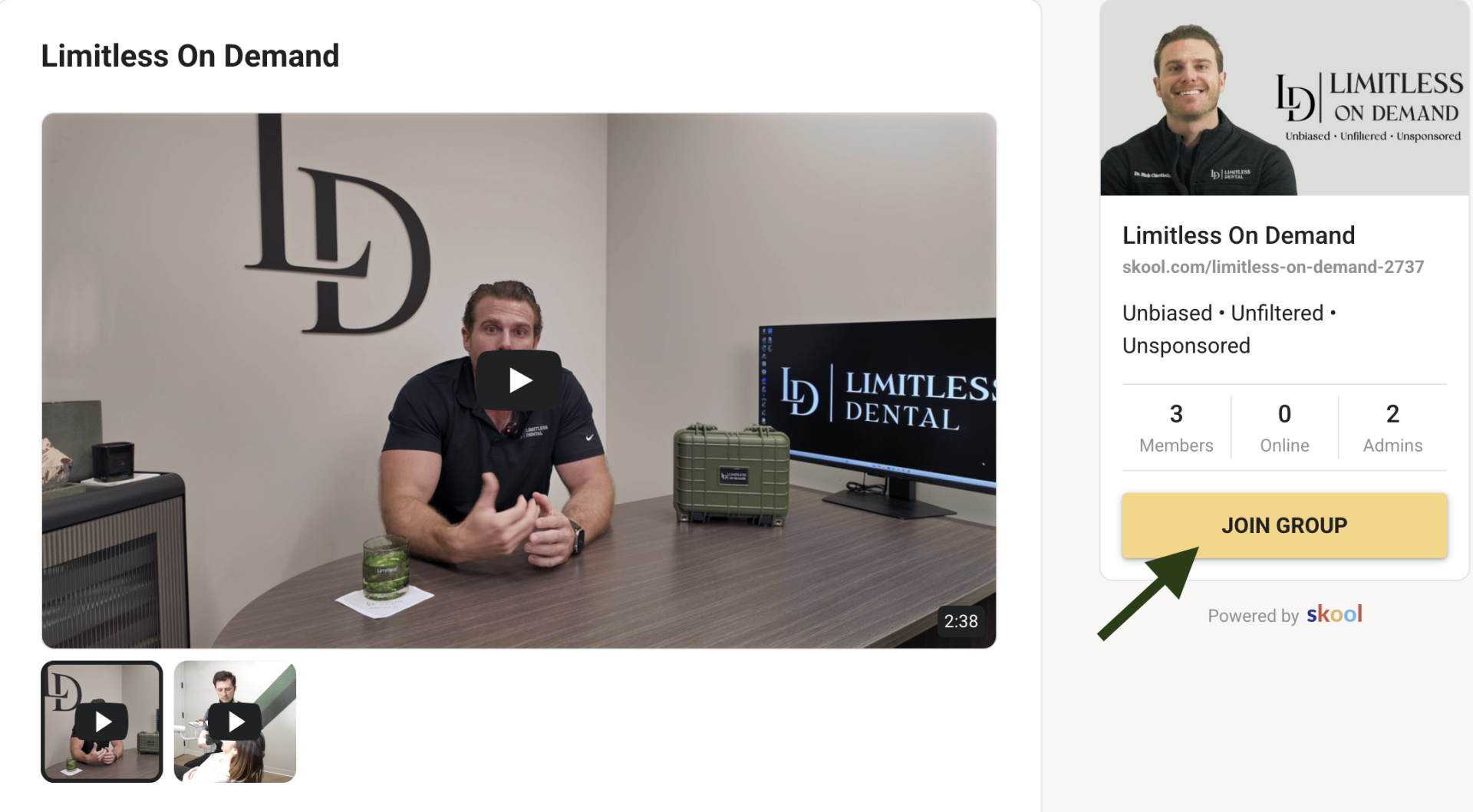 The Limitless On Demand member area and Skool community